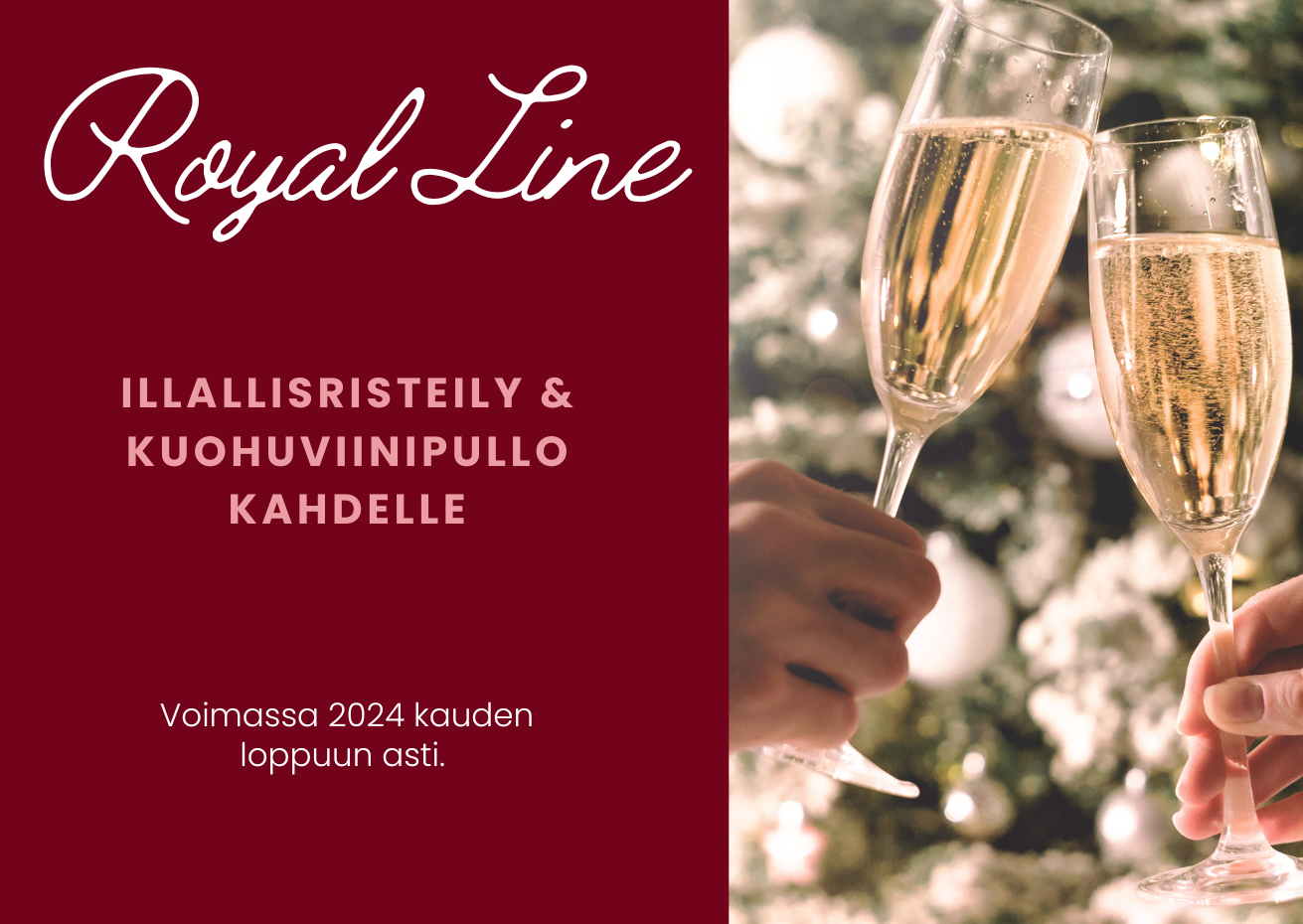 Illallisristeily kahdelle ja kuohuviinipullo